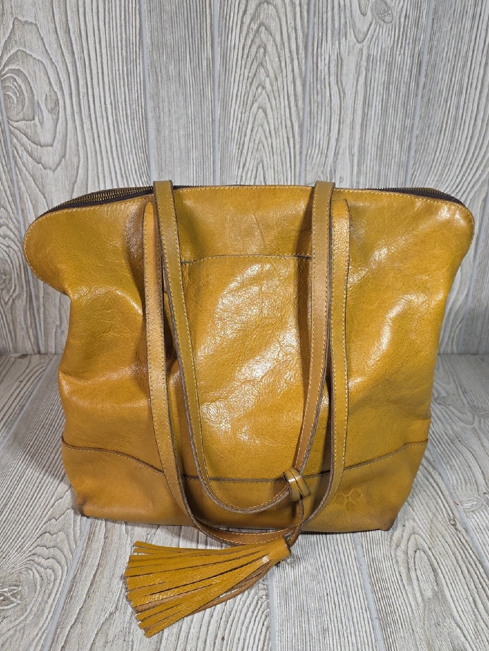 Patricia Nash Leather Brights Rochelle Satchel Goldenrod Yellow Purse